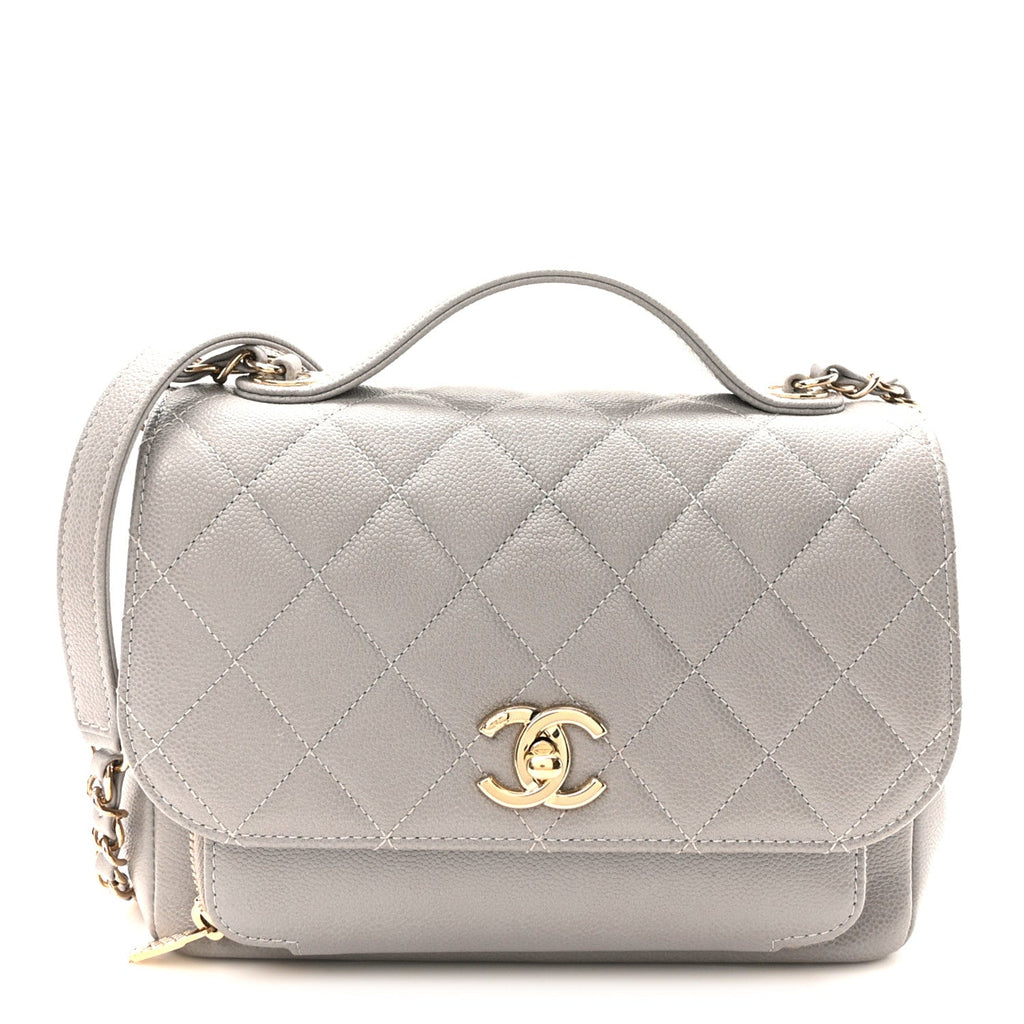 Caviar Quilted Medium Business Affinity Flap Grey