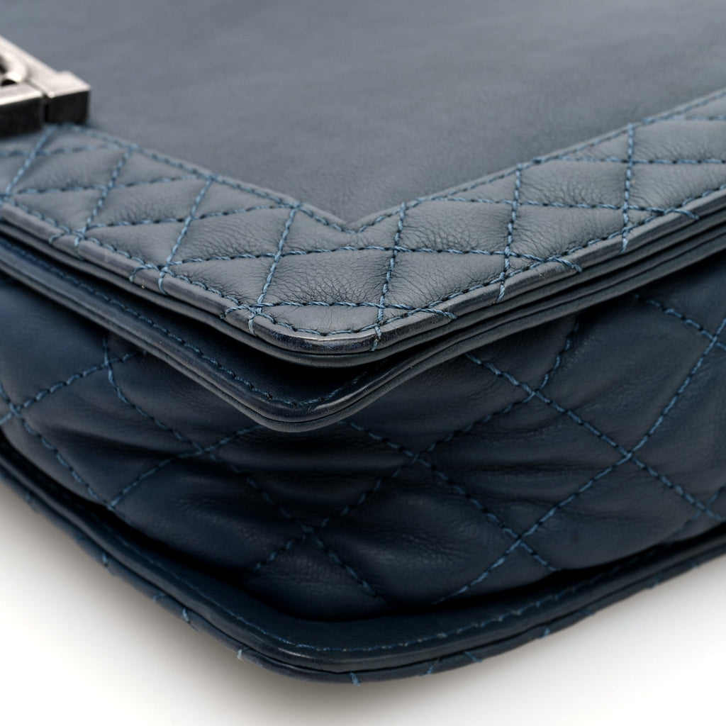 Calfskin Medium Boy Reverso Flap Blue