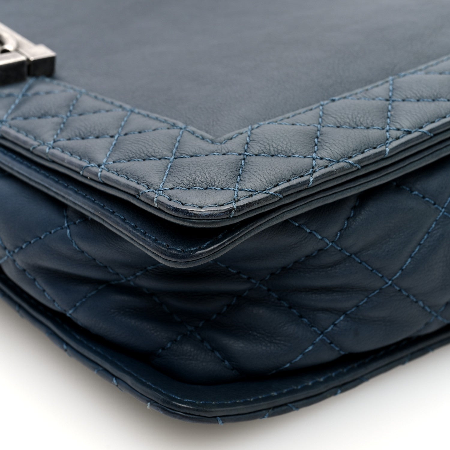 Calfskin Medium Boy Reverso Flap Blue