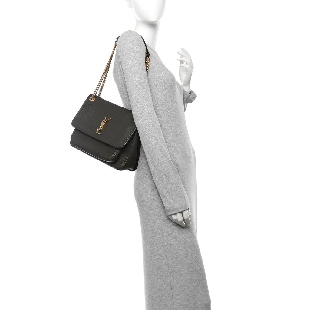 Grained Lambskin Monogram Medium Niki Chain Satchel Light Musk