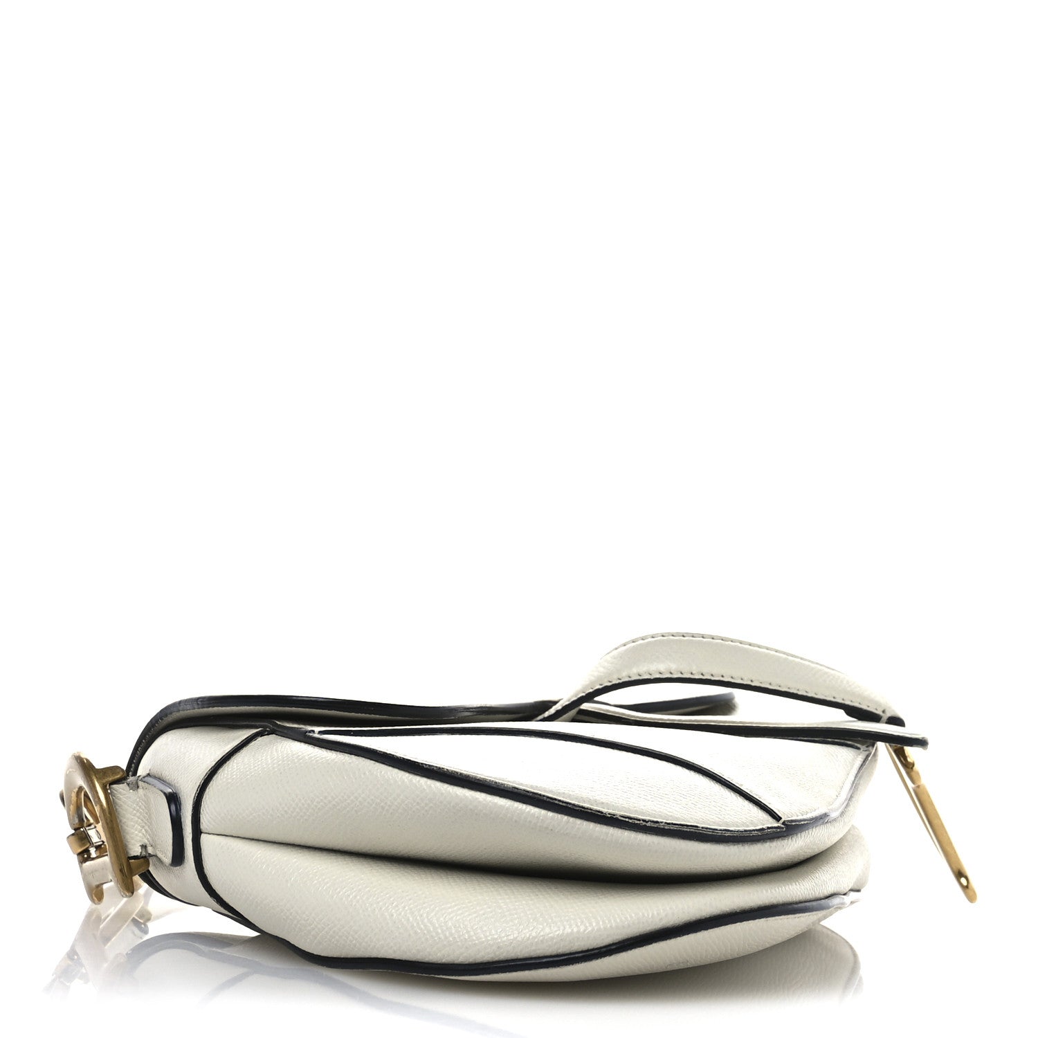 Grained Calfskin Saddle Bag White