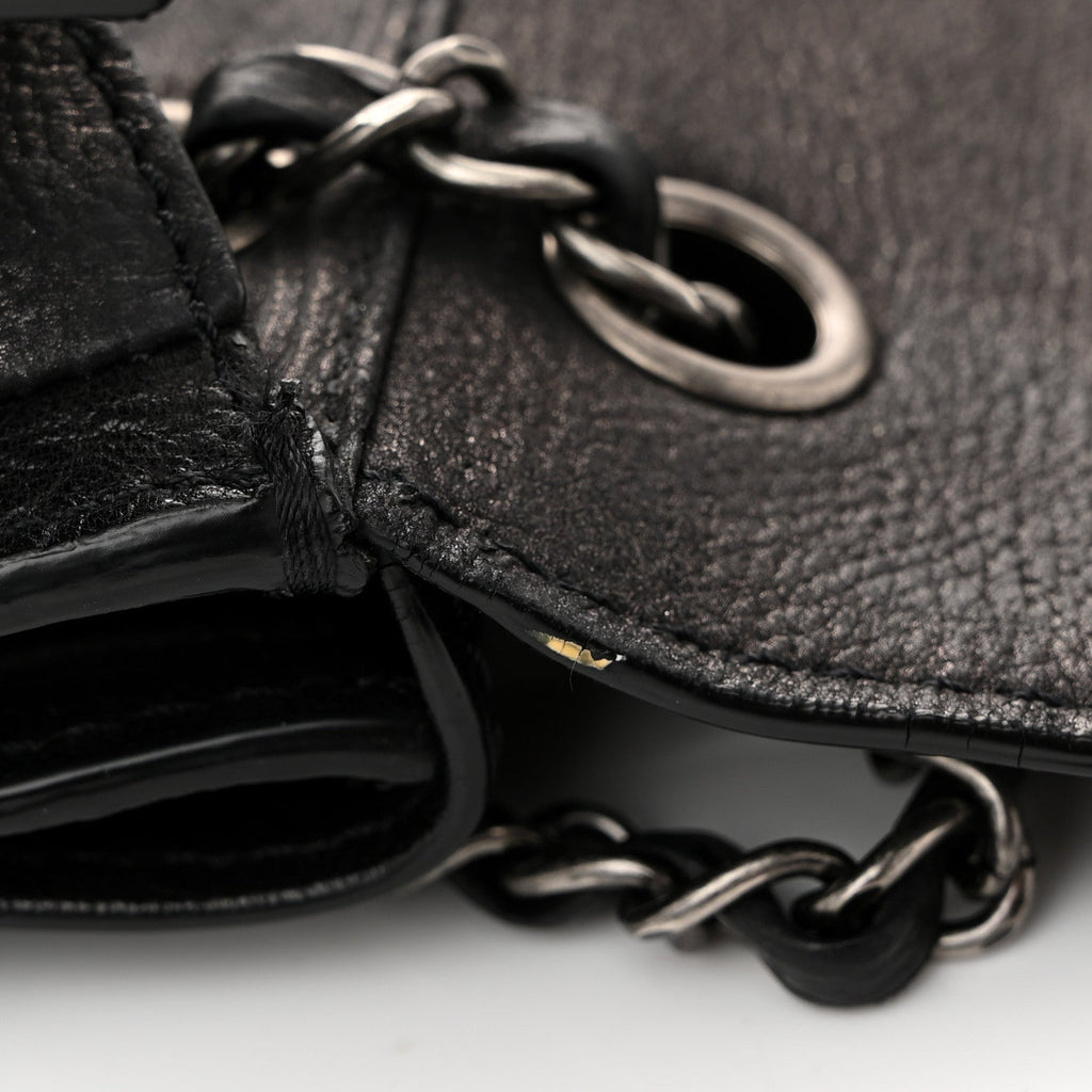 Calfskin Coco Twin Large Flap Black