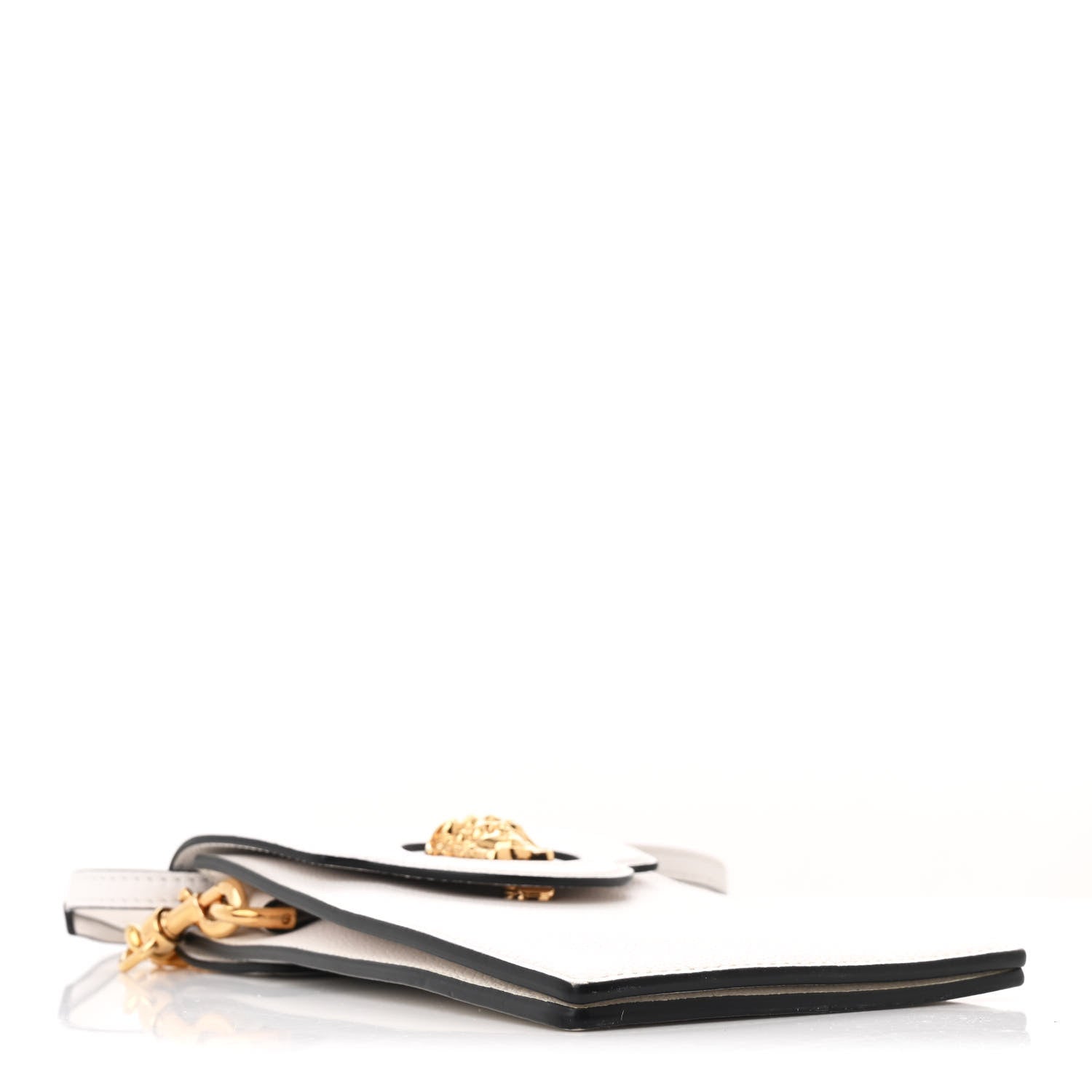 Calfskin La Medusa Chain Crossbody Phone Pouch White
