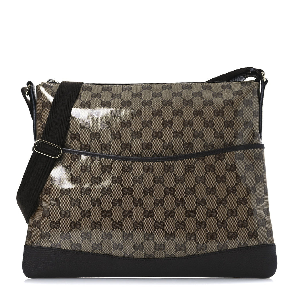 Crystal Monogram Medium Flat Messenger Bag Dark Brown