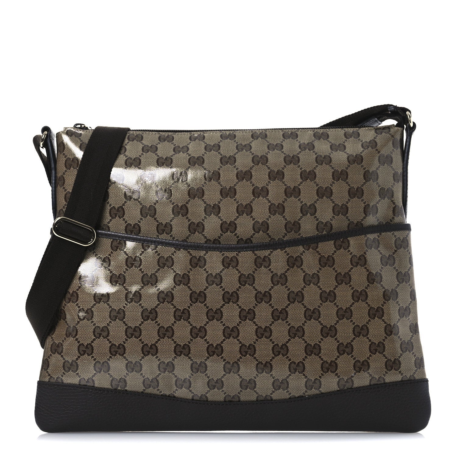 Crystal Monogram Medium Flat Messenger Bag Dark Brown