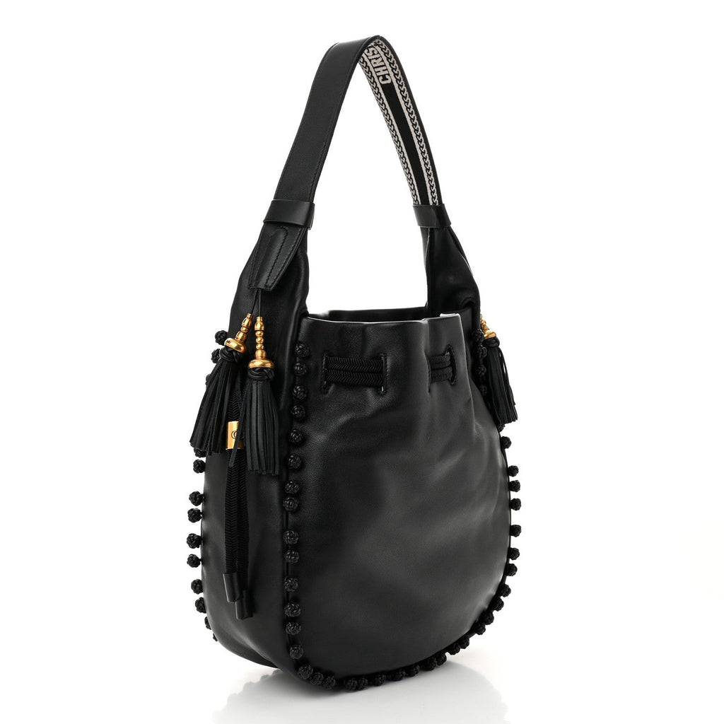 Lambskin Bucket Bag Black