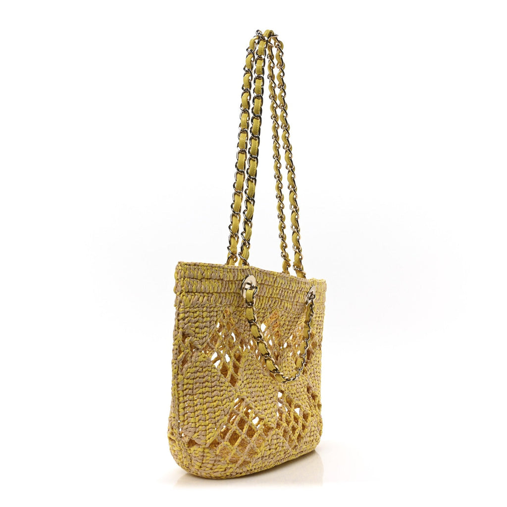 Straw Raffia Tote Beige Yellow