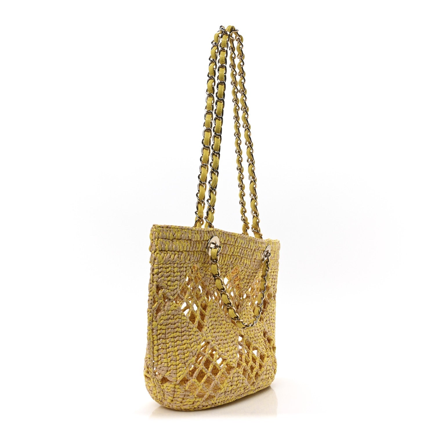 Straw Raffia Tote Beige Yellow