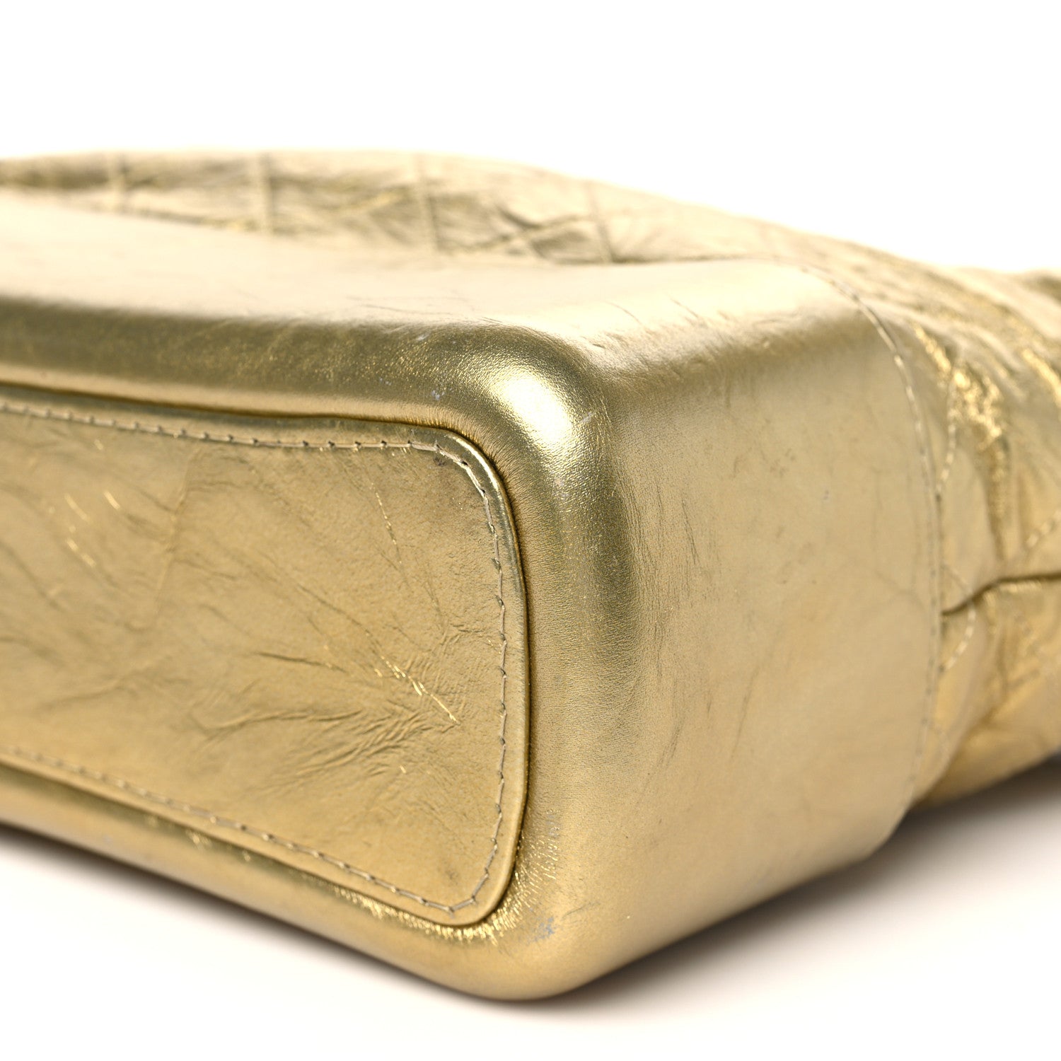 Metallic Aged Calfskin Quilted Medium Gabrielle Gold
