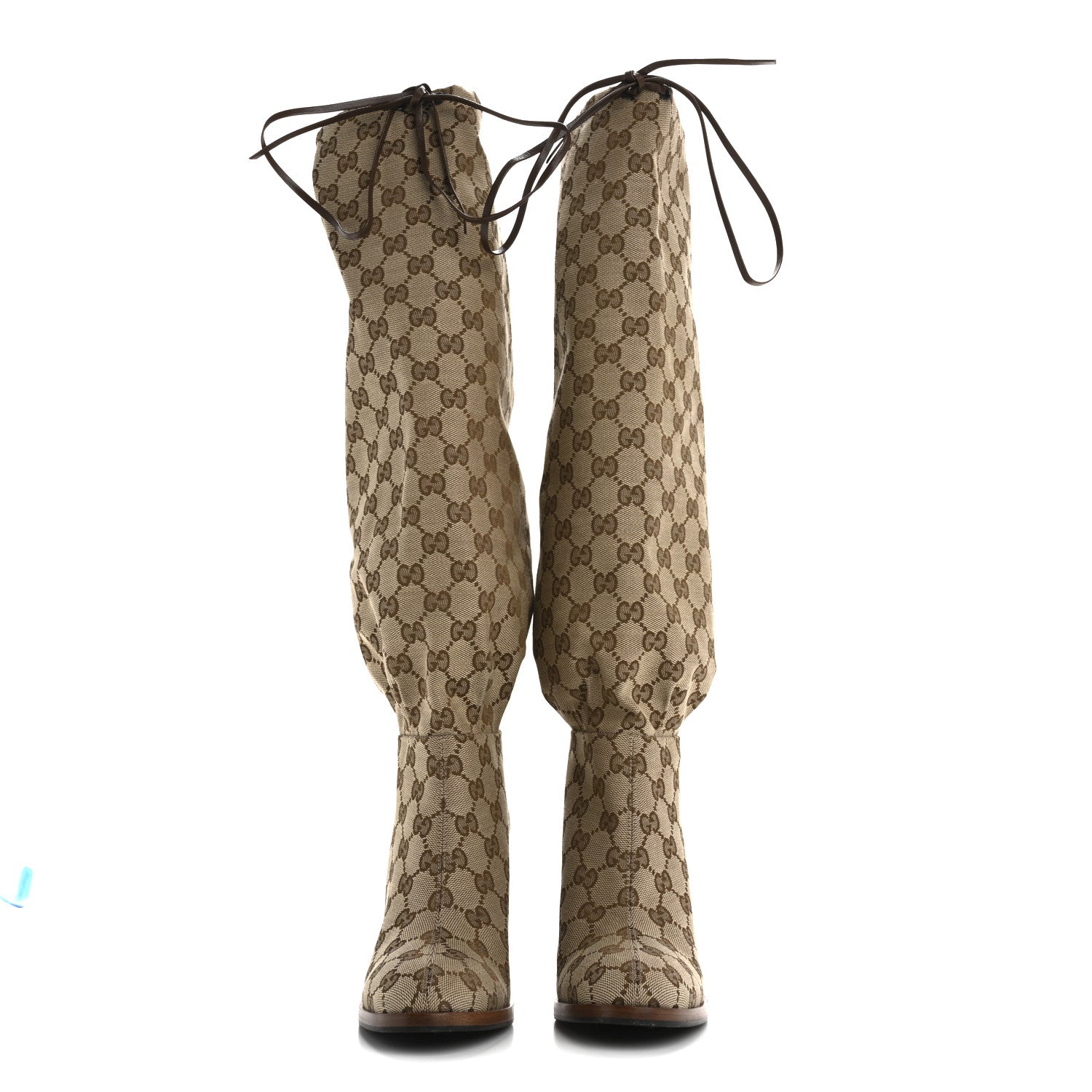 Monogram Malaga Kid Lisa Mid Heel Boots 36 Beige Ebony