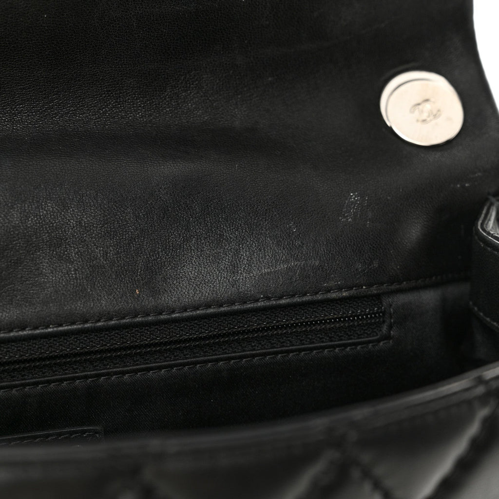Lambskin Quilted Jumbo Easy Carry Flap Black