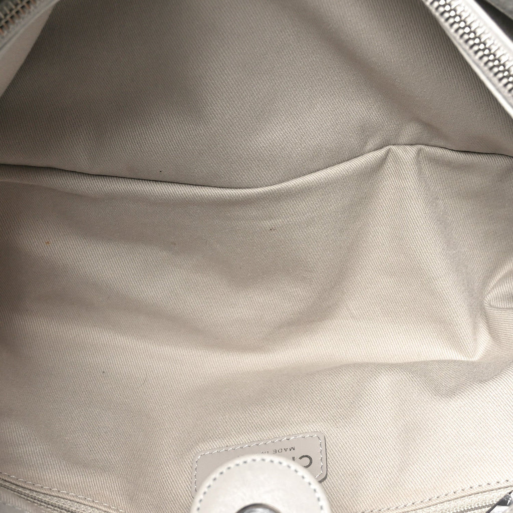 Iridescent Calfskin Quilted Small Sea Hit Tote Gris Clair