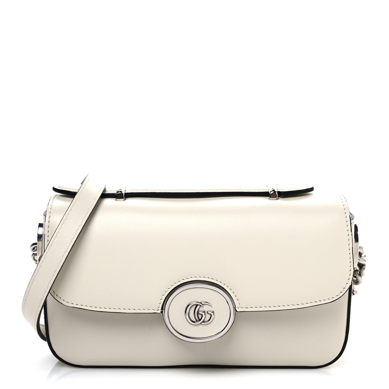 Senna Calfskin Petite Mini GG Top Handle Shoulder Bag Mystic White