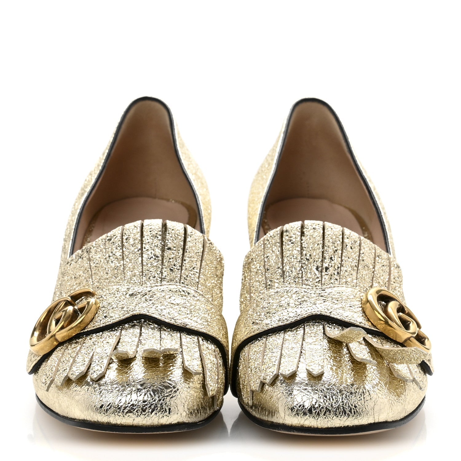 Galassia GG Marmont Fringe 50mm Loafer Pumps 39 Platino