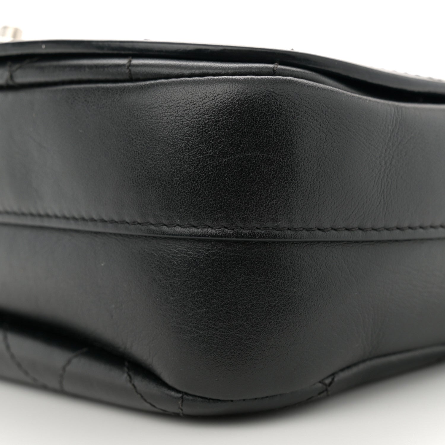 Calfskin Stitched Ring My Bag Flap Crossbody Bag Black