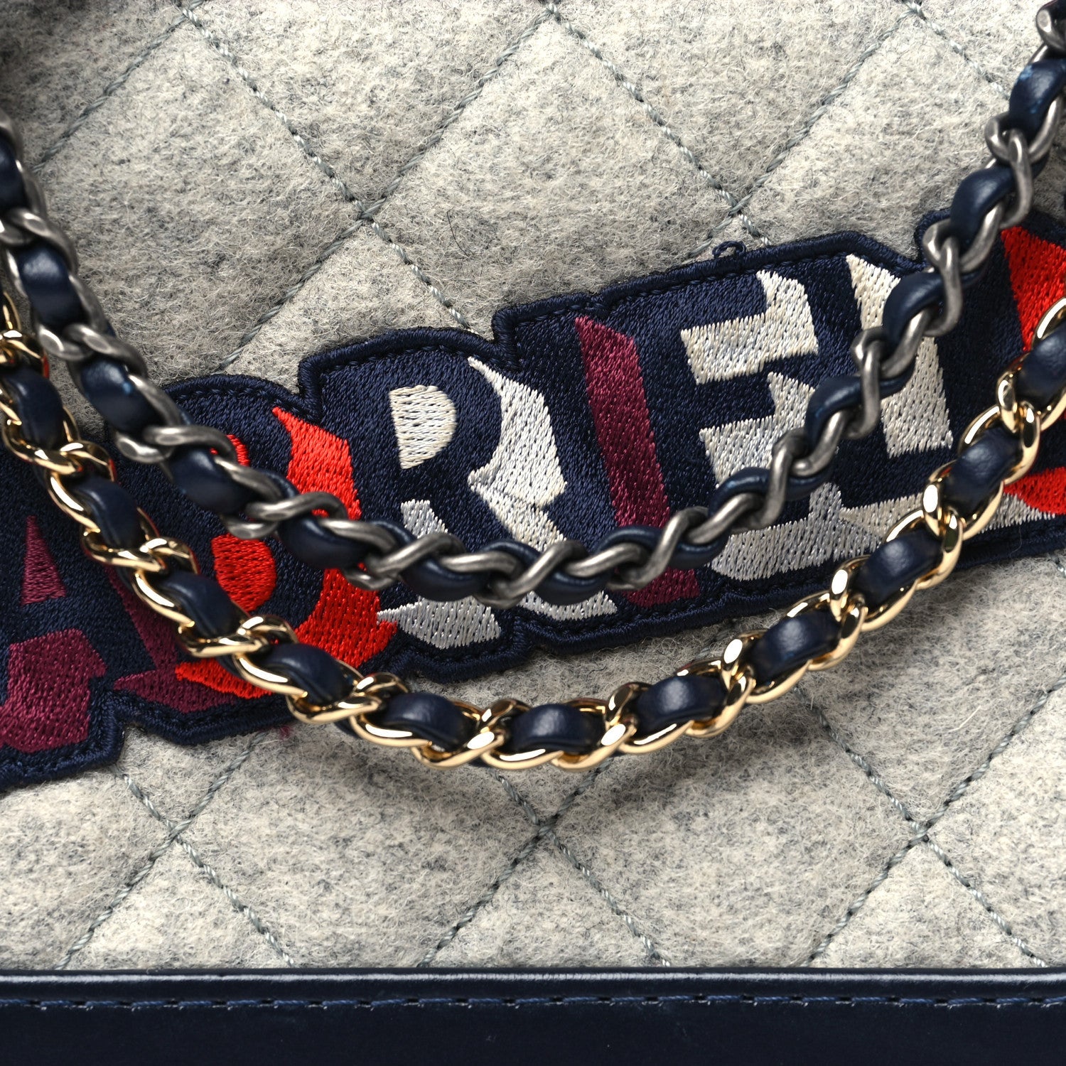 Wool Calfskin Quilted Small Gabrielle Hobo Navy