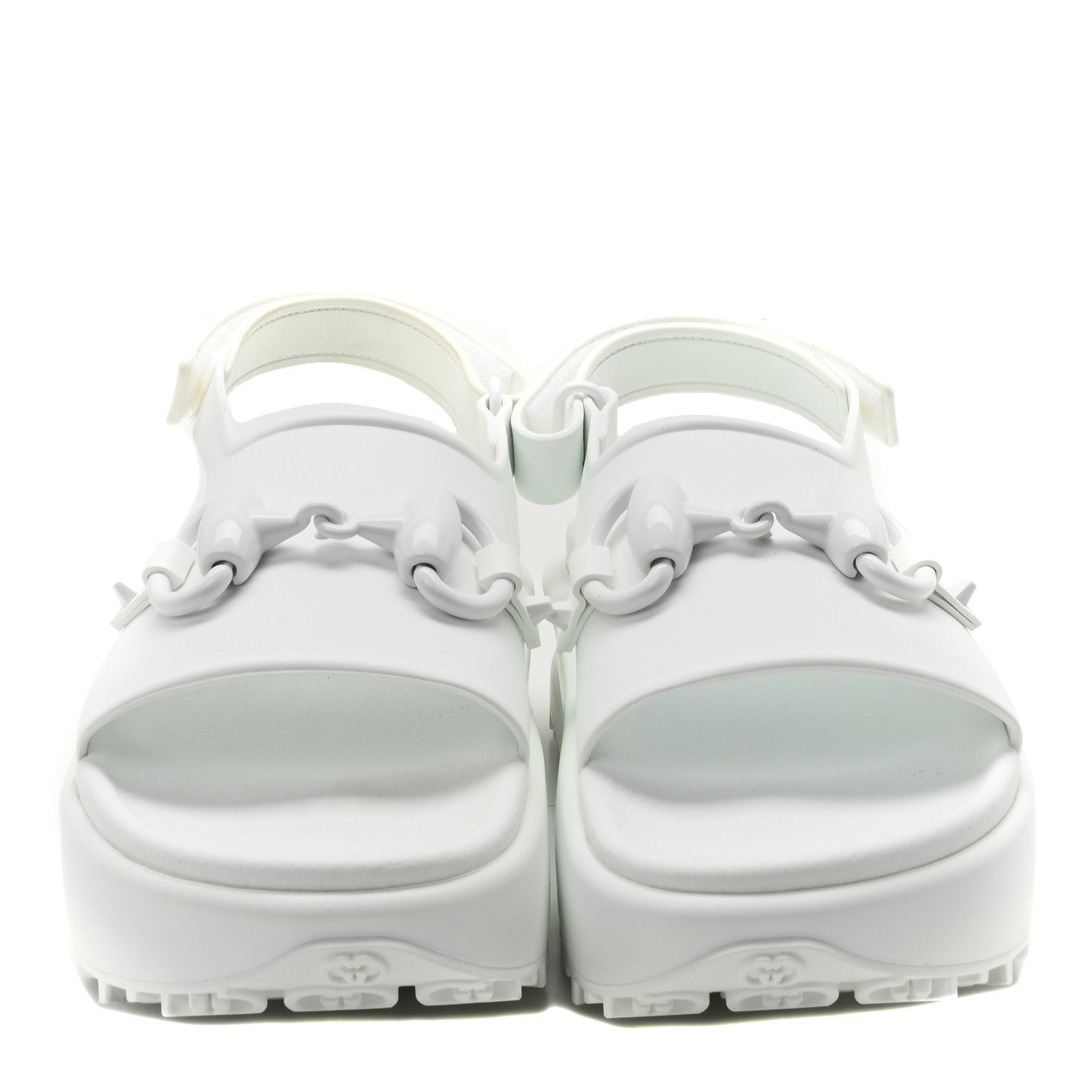 Soft Rubber Horsebit Touch Womens Strapped Sandals 36 Great White