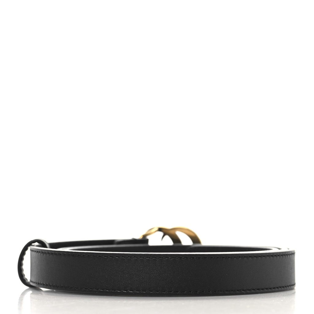 Calfskin Pearl Double G 20mm Belt 100 40 Black Cream