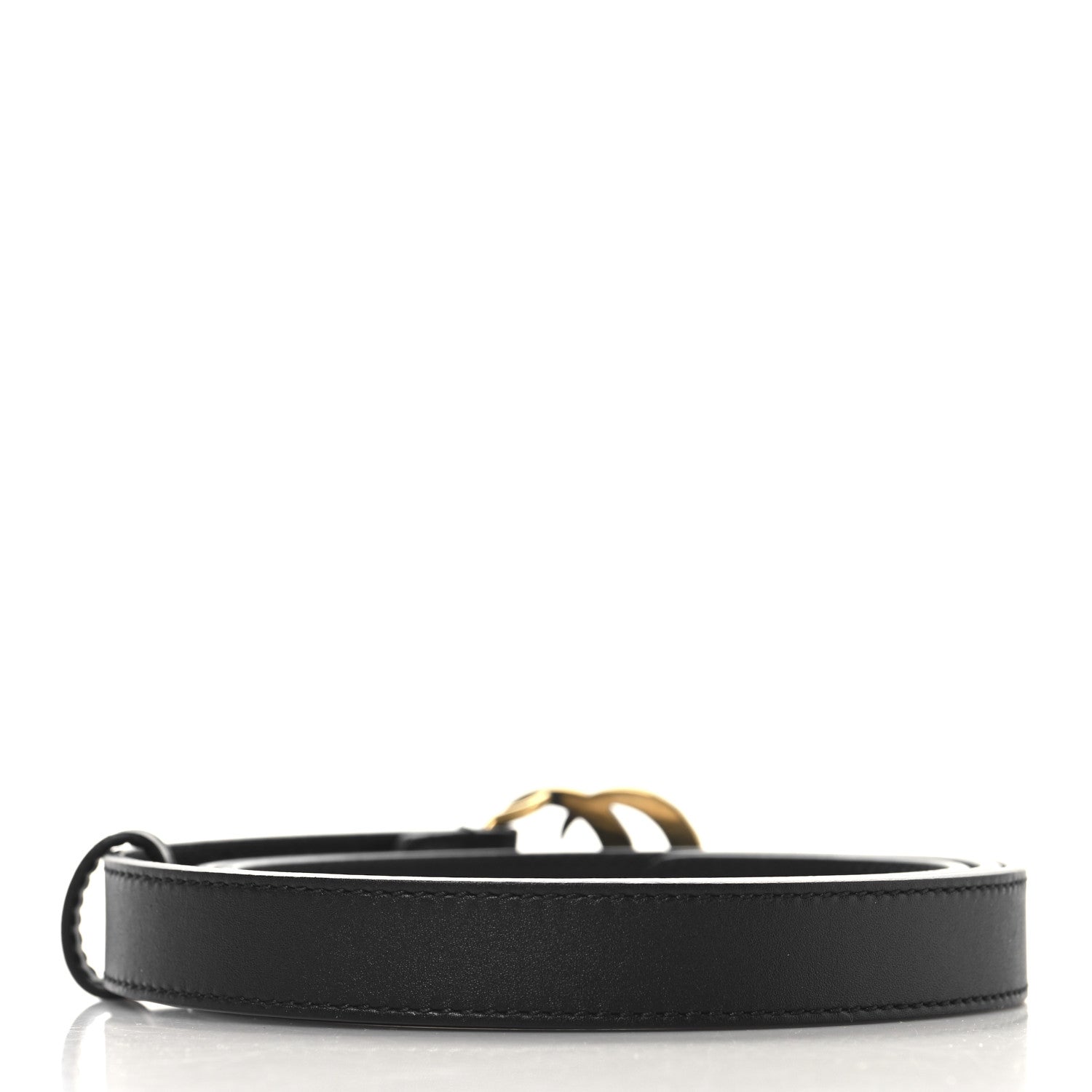 Calfskin Pearl Double G 20mm Belt 100 40 Black Cream