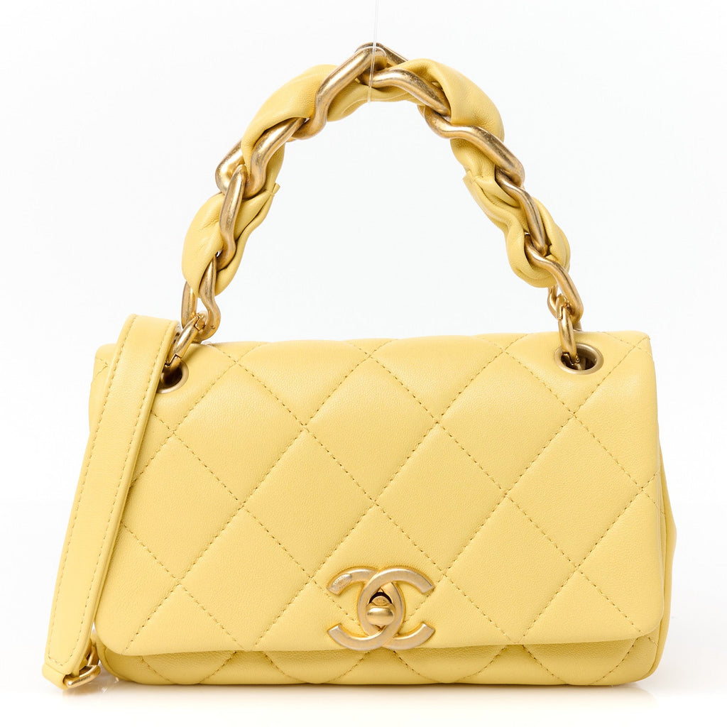 Shiny Lambskin Small Chain Is More Flap Yellow