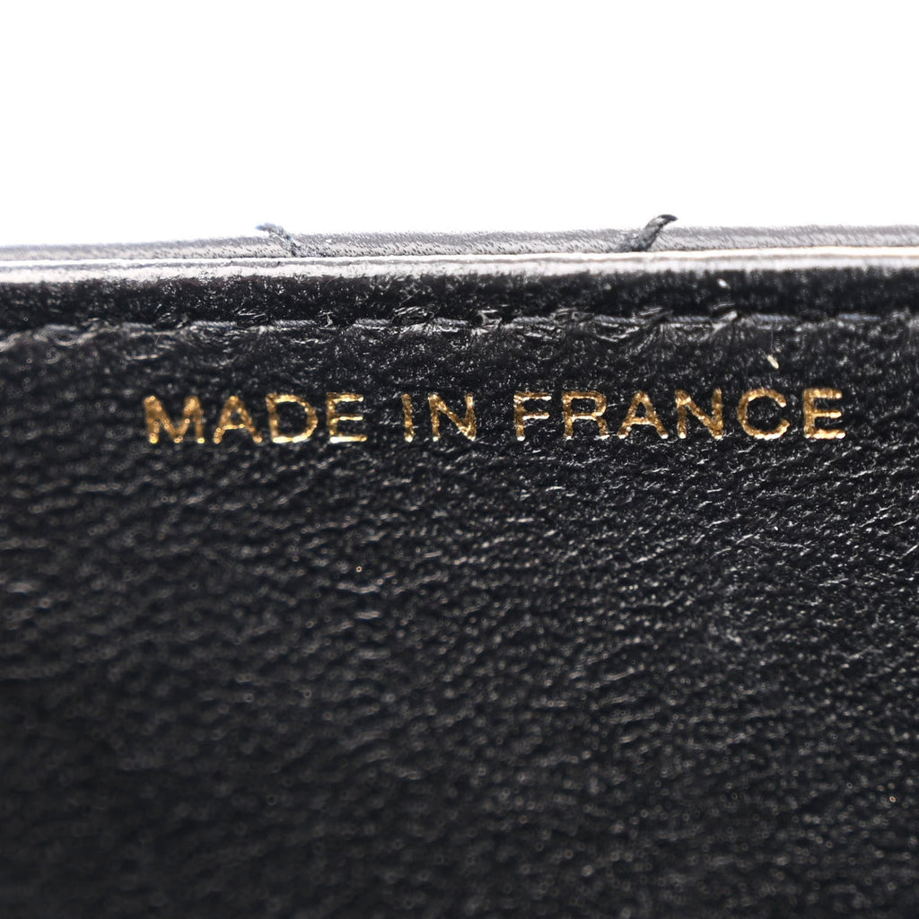 Calfskin Stitched Medium Single Flap Black