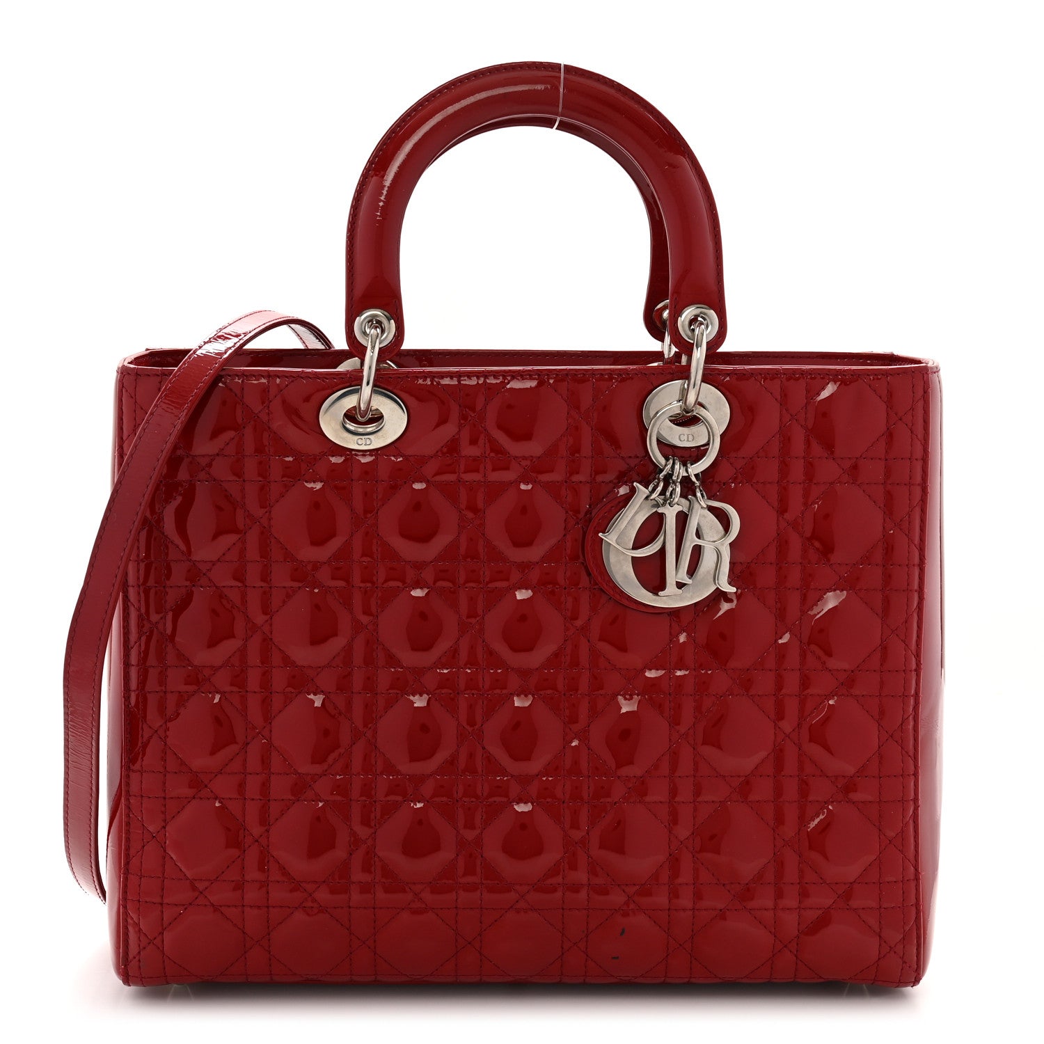 Patent Cannage Large Lady Dior Red