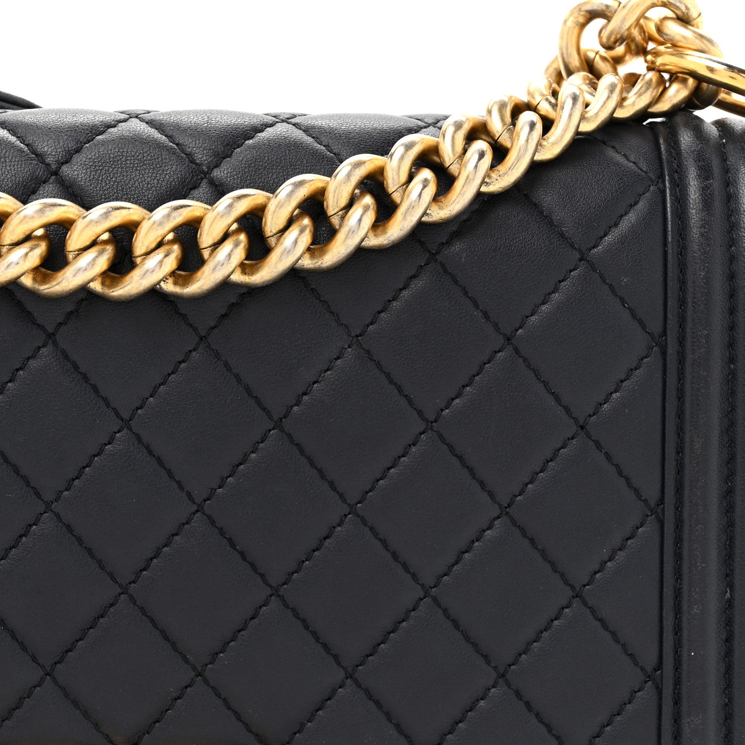 Lambskin Quilted Medium Boy Flap Dark Navy