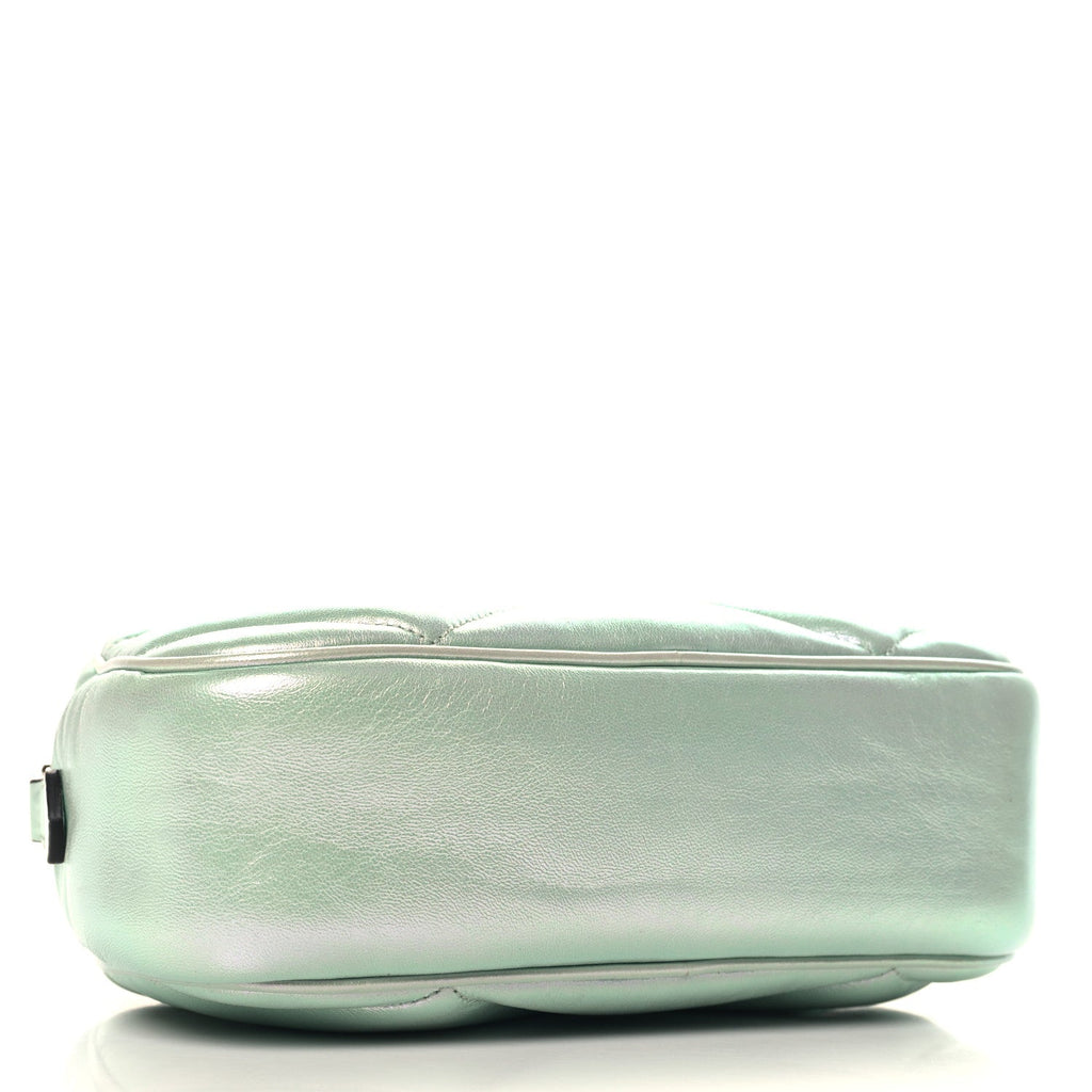 Iridescent Nappa Chevron Matelasse Small GG Marmont Chain Shoulder Bag Iridescent Salvy Green