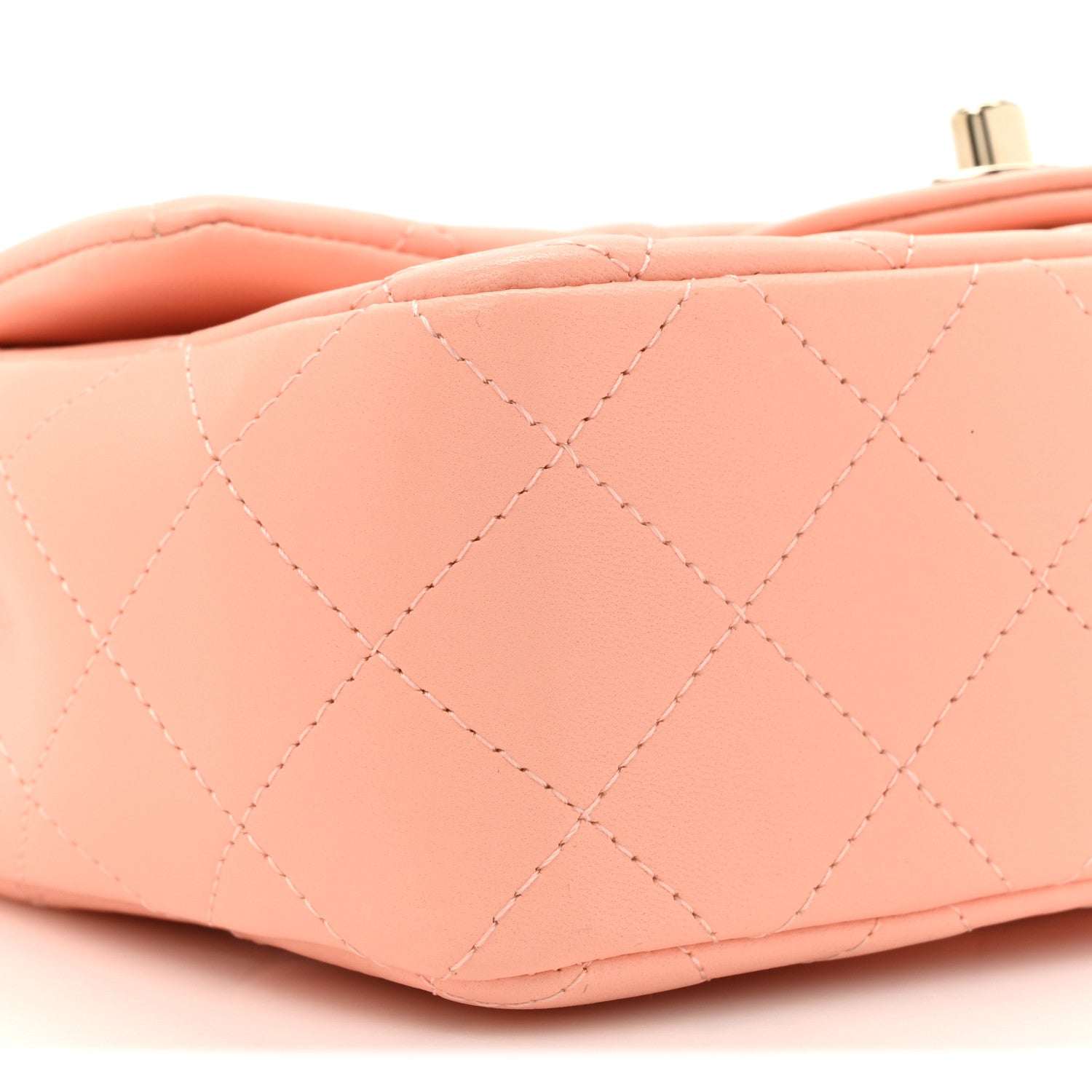 Lambskin Quilted Mini Rectangular Flap Light Orange