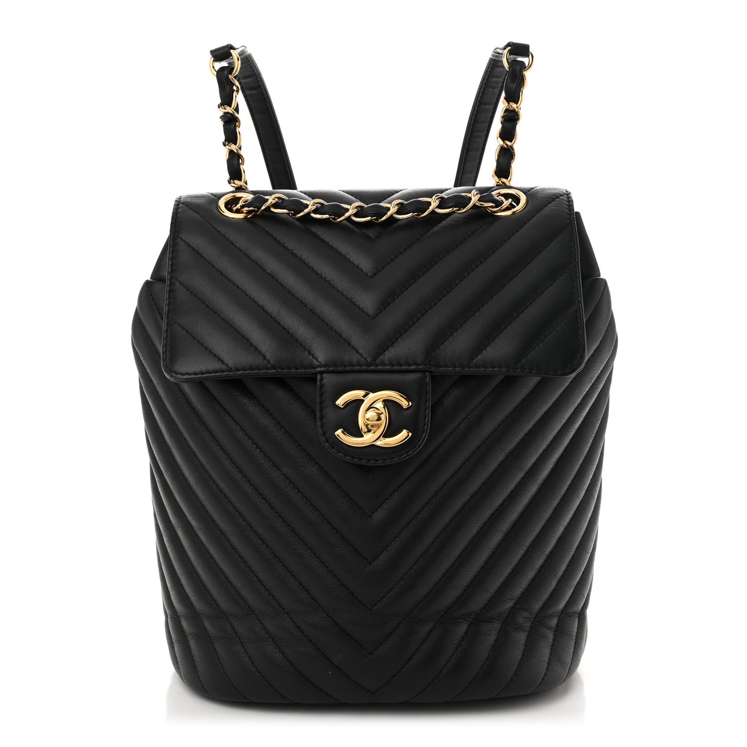 Calfskin Chevron Quilted Small Urban Spirit Backpack Black