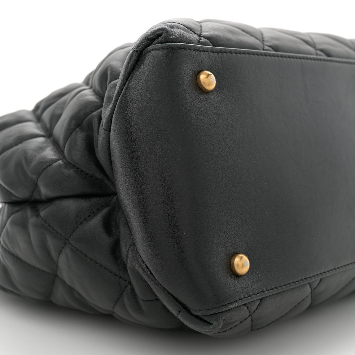 Calfskin Quilted Large Soft Elegance Tote Black