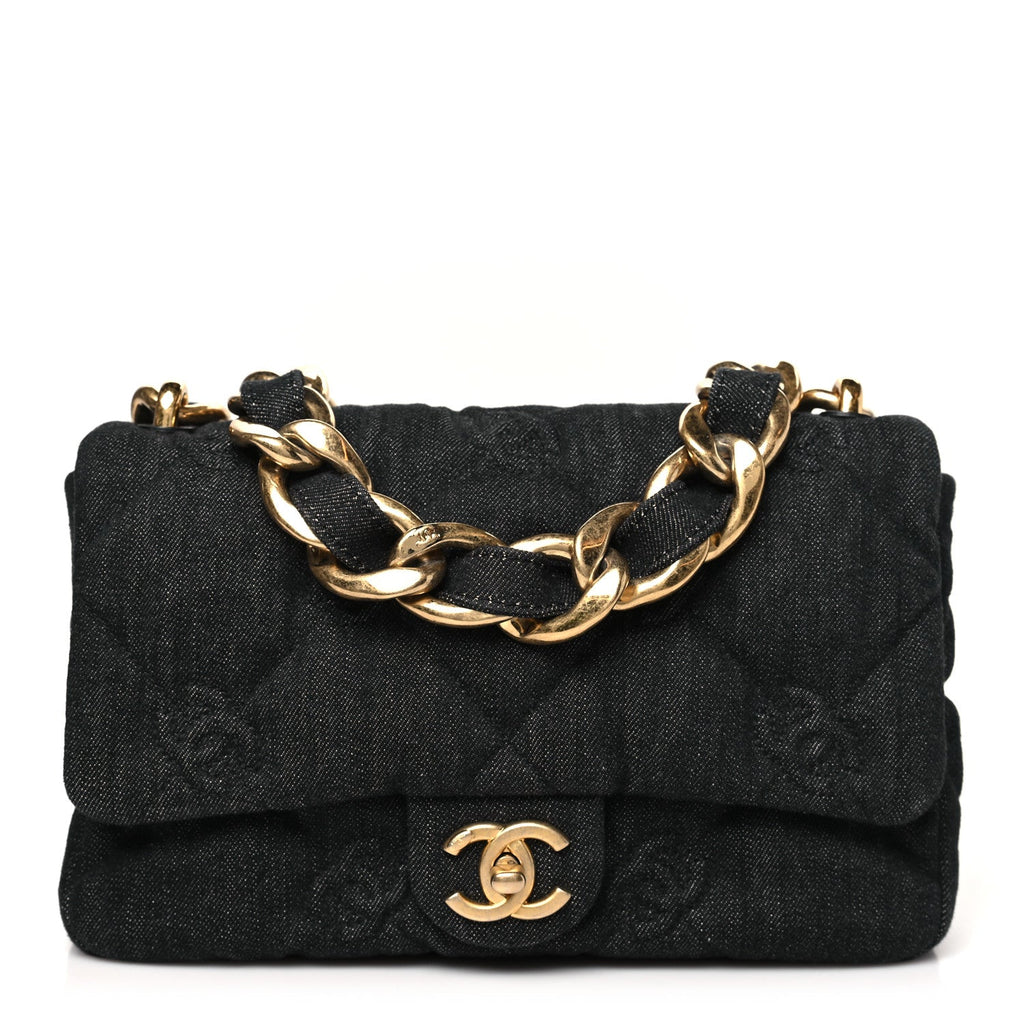 Denim Quilted Medium Funky Town Flap Black