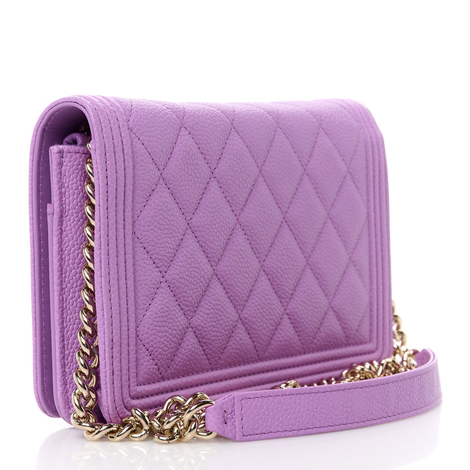 Caviar Quilted Boy Wallet On Chain WOC Purple