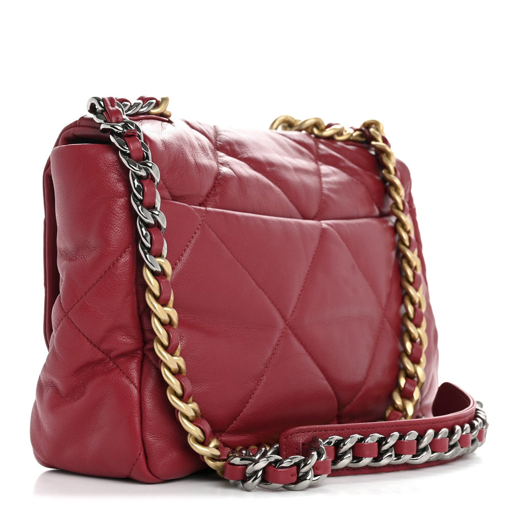 Goatskin Quilted Large Chanel 19 Flap Dark Pink