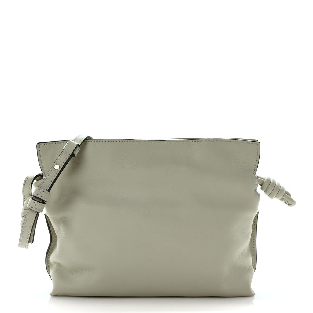 Calfskin Flamenco Knot Clutch Light Celadon