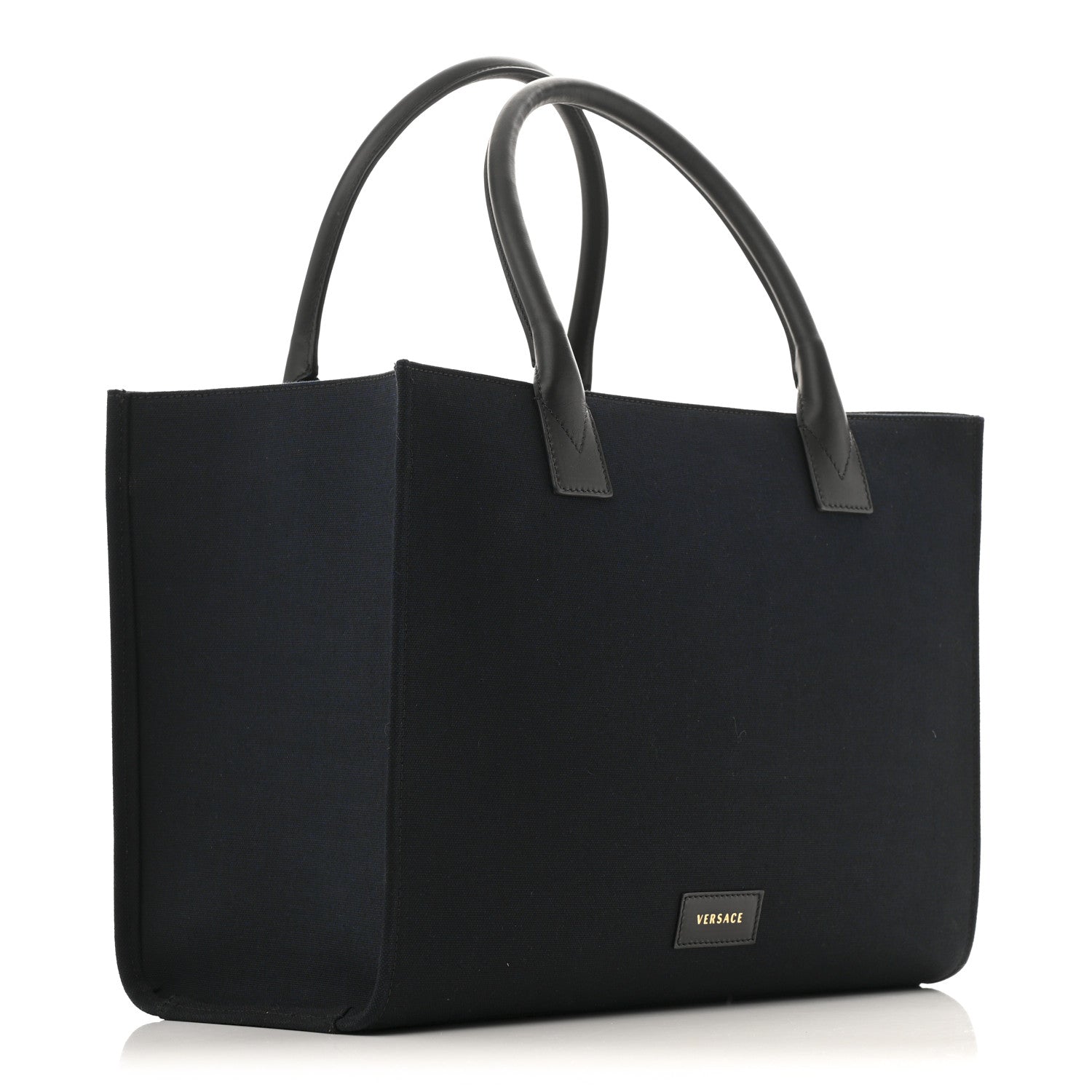 Canvas Suppler Calfskin Cabas GV Signature Tote Black