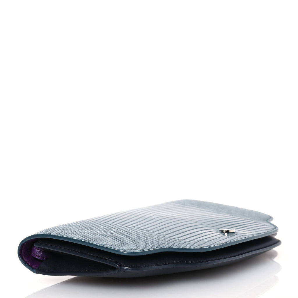 Lizard Crocodile Sesia Clutch Green Black Purple