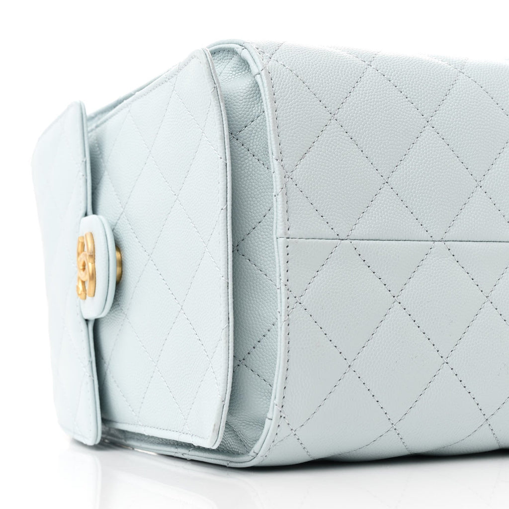 Caviar Quilted Medium Chanel 25 Handbag Light Blue