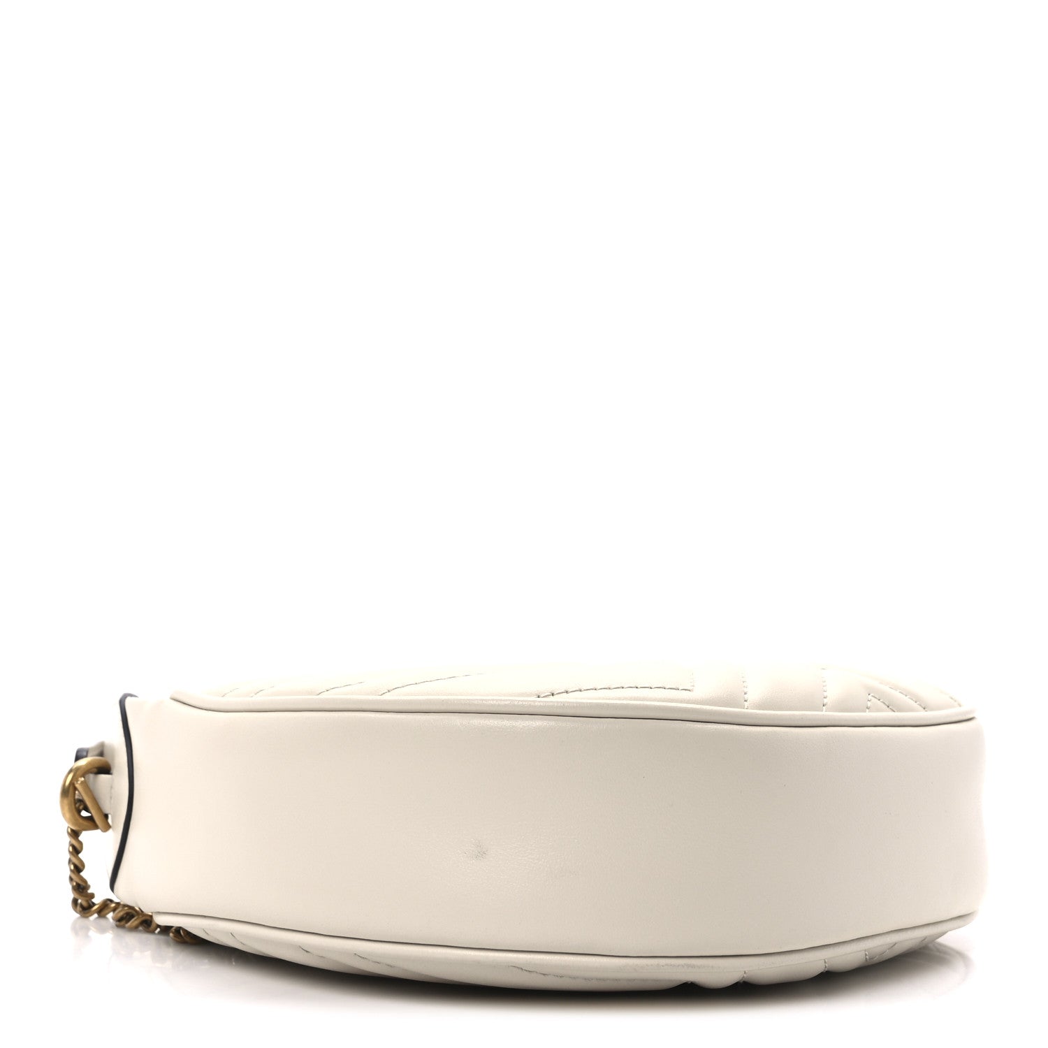 Calfskin Matelasse Chevron Mini GG Marmont Half Moon Hobo Mystic White