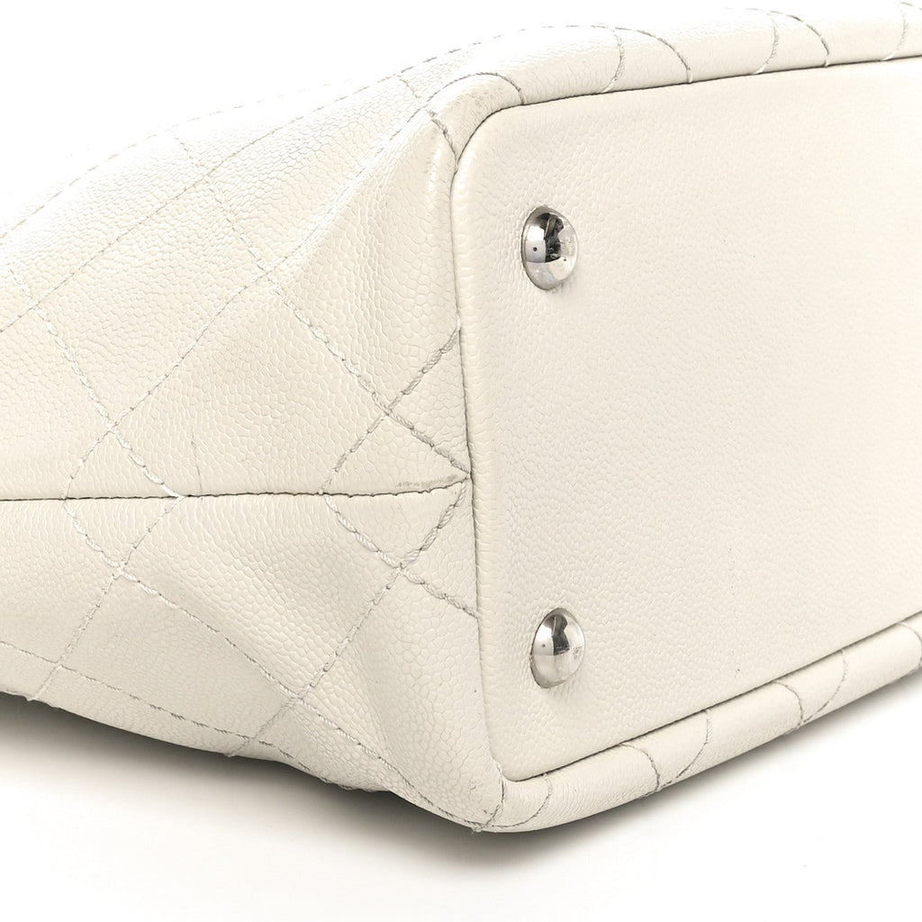Grained Calfskin Shopping Fever Tote White