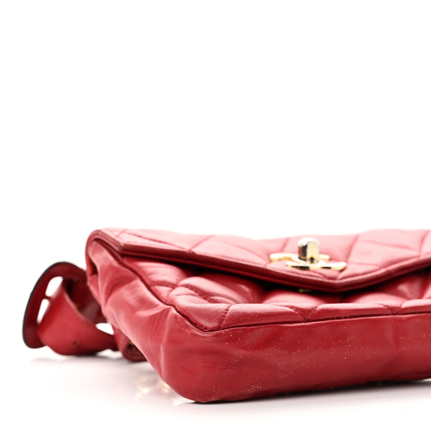 Lambskin Quilted Flap Waist Belt Bag 75 30 75 30 Red