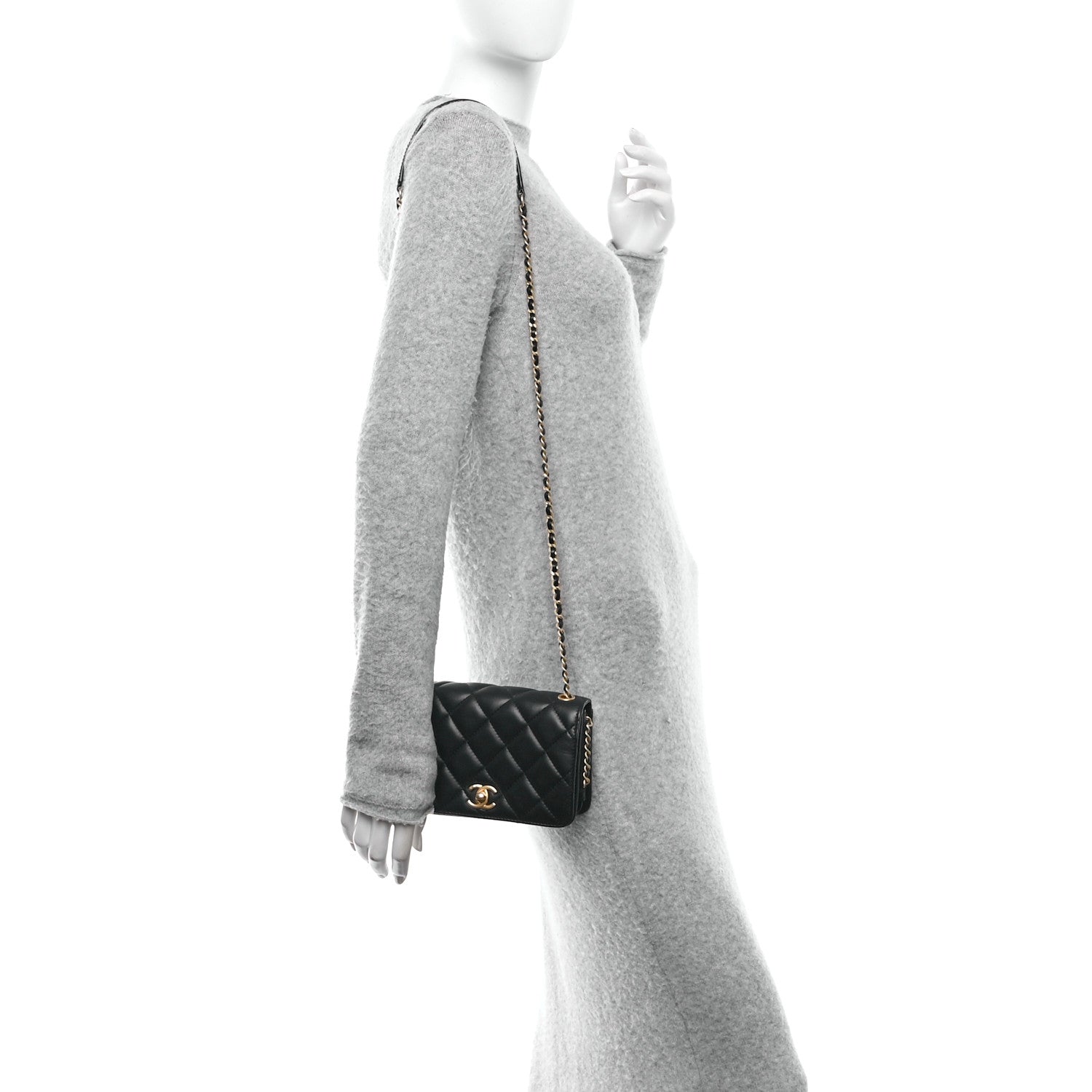 Lambskin Quilted CC Chain Flap Black