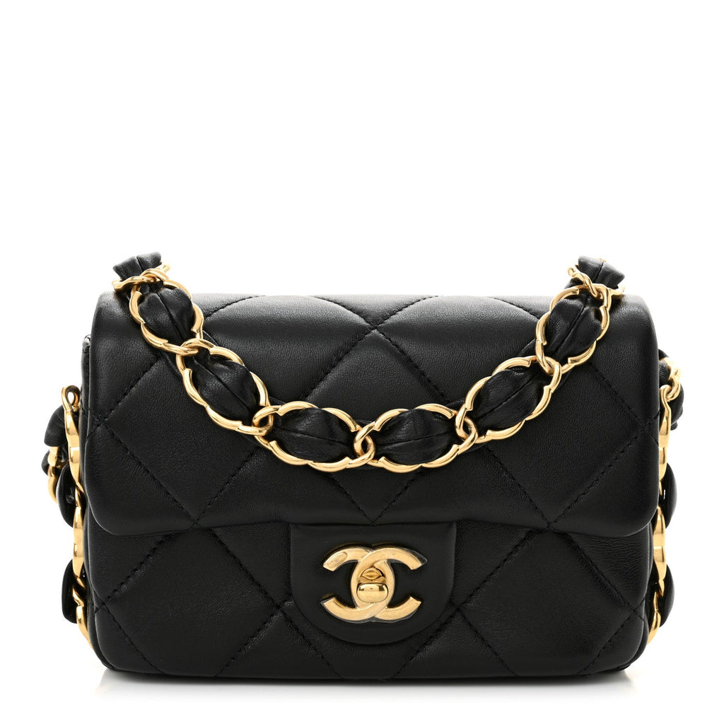 Lambskin Quilted Mini Flap CC Links Flap Black