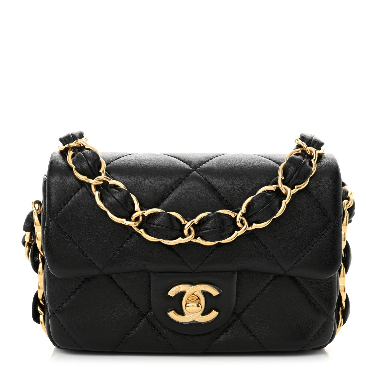 Lambskin Quilted Mini Flap CC Links Flap Black