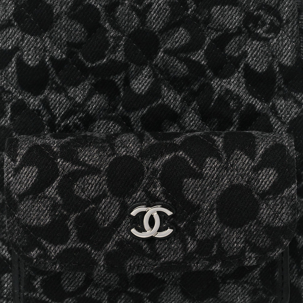 Denim Quilted Flower CC Mini Classic Backpack Black