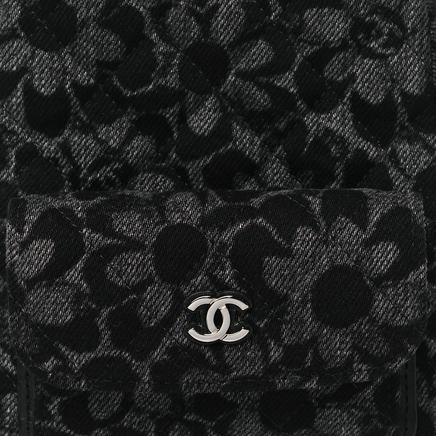 Denim Quilted Flower CC Mini Classic Backpack Black