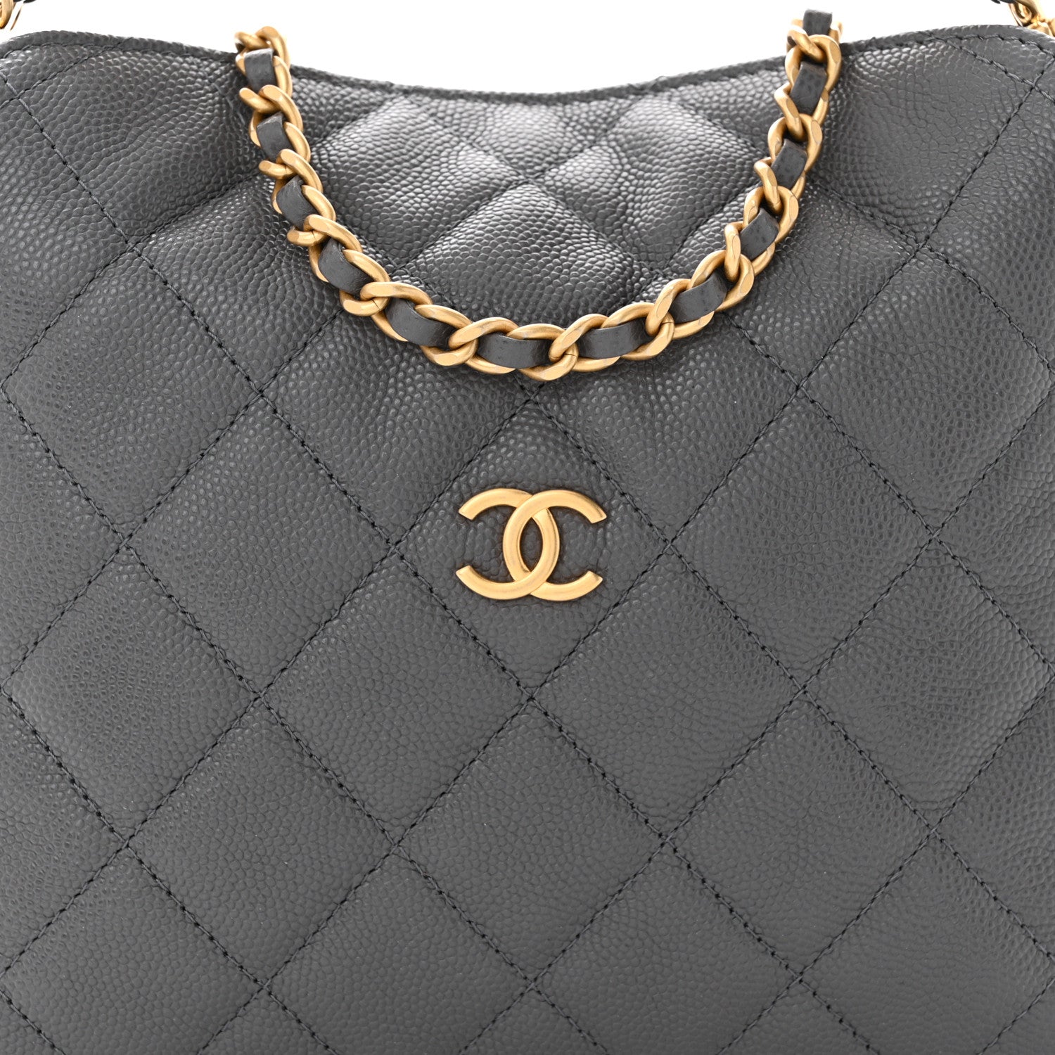 Caviar Quilted Chanel Way Clutch With Chain Grey