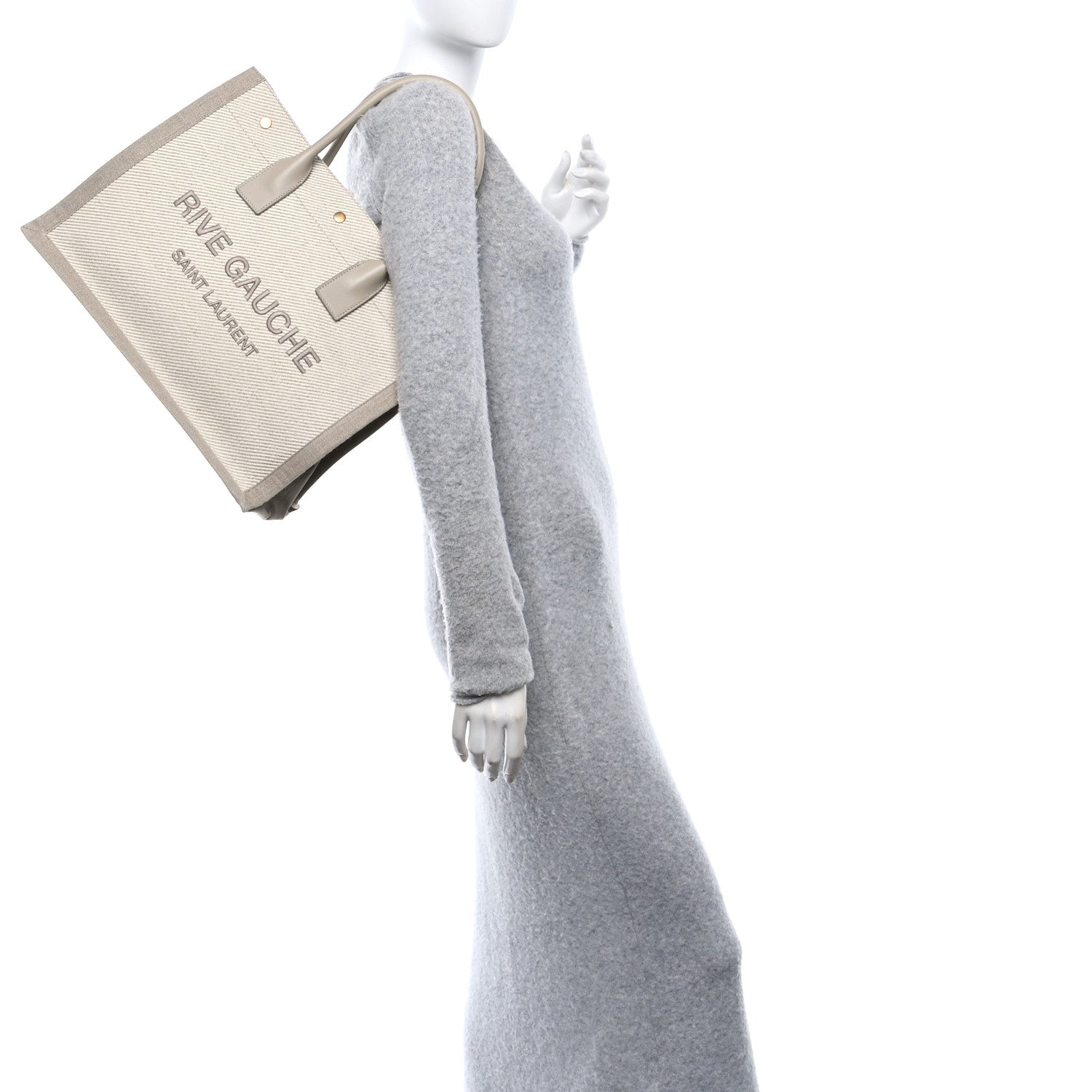 Linen Calfskin Small Rive Gauche Tote Beige Sea Salt