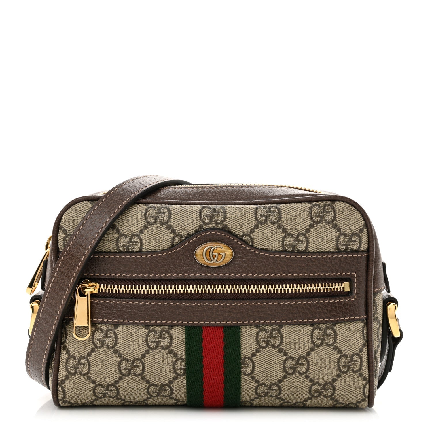GG Supreme Monogram Web Mini Ophidia Shoulder Bag Brown