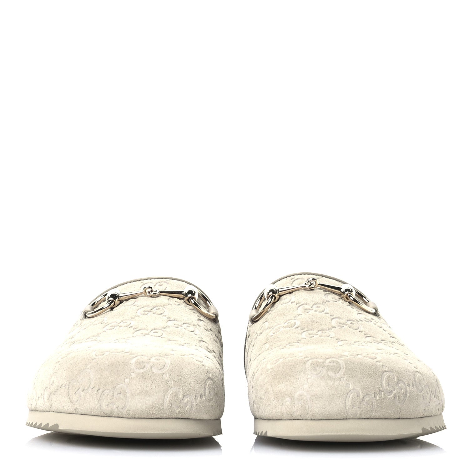 Luxury Suede Guccissima Miro Soft Womens Horsebit Slippers 39.5 Oatmeal